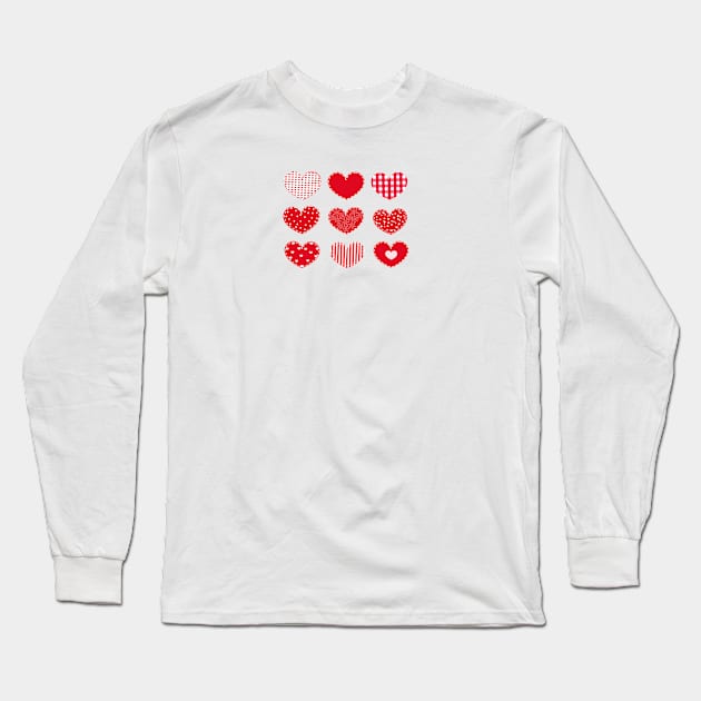 Red hearts Happy Valentine's day Long Sleeve T-Shirt by GULSENGUNEL